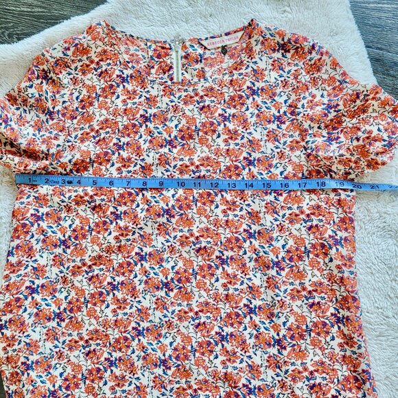 Rebecca Taylor 100% Silk Short Sleeve Blouse In Cute Floral Print Sz 10 - Picture 8 of 9